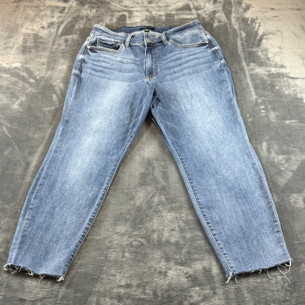 Judy Blue Los Angeles Slim Fit Raw Hem Jeans High Rise 14W JB82441MD-PL
